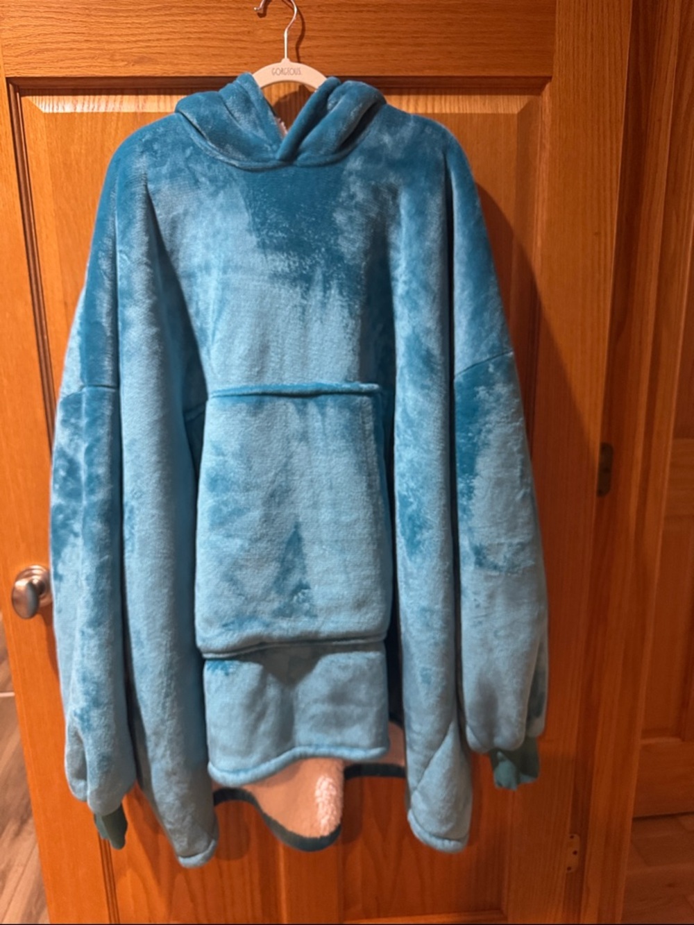 Cozy Blue Oversized Plush Hooded Blanket